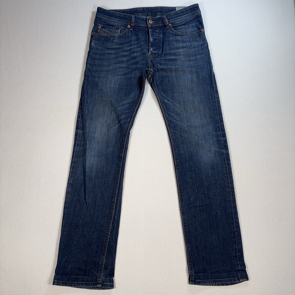 Diesel Waykee Jean Mens 29 (fits 32x31) Blue Regular Straight Stretch Button Fly